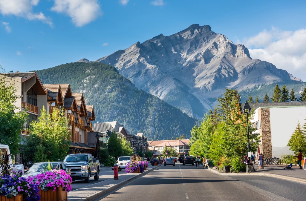 Downtown Banff with Cascade Mountain