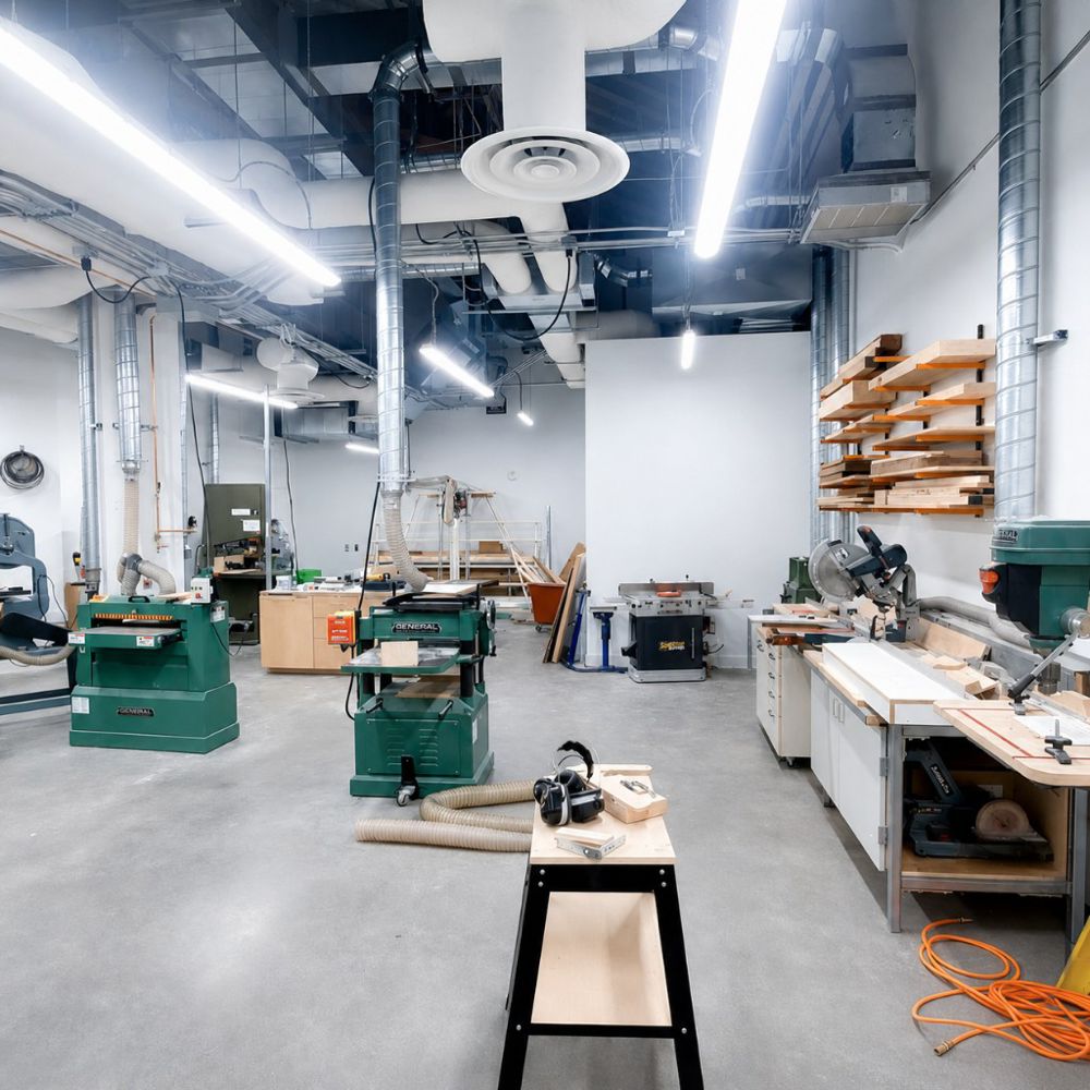 SAPL woodshop with traditional woodworking tools
