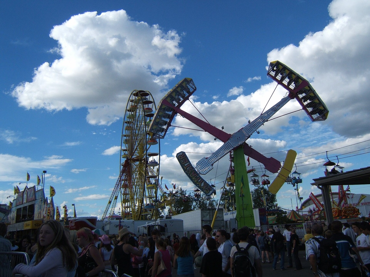 Ferris wheel and midway rides at the Calgary Stampede
